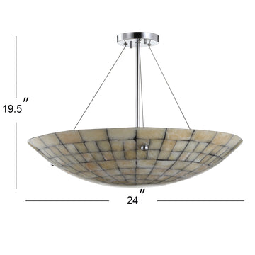 Sheila 24" Marble/Metal LED Chandelier - JONATHAN Y